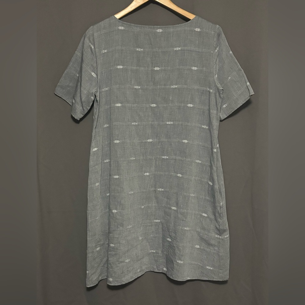 Eileen Fisher Nomadic Stripe with Organic Cotton Gray Chambray Dress - Picture 4 of 4